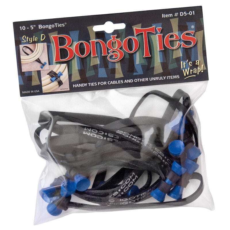 Paquet de Bongo Ties Noir avec embout Bleu
