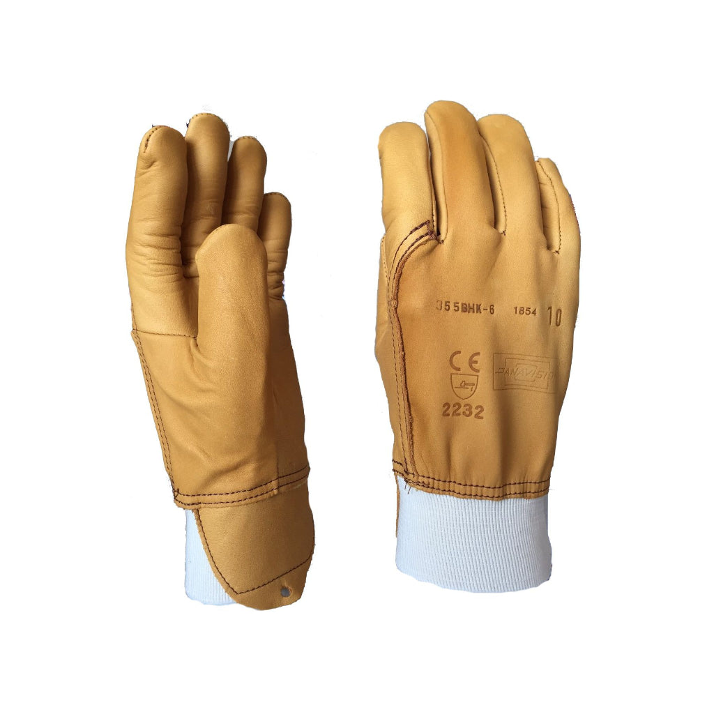 Gants cuir machino Panavision cognac