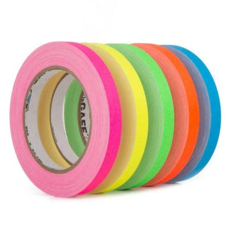 Rouleau adhésif Mini Gaffer fluo tissu - lot de 5 couleurs